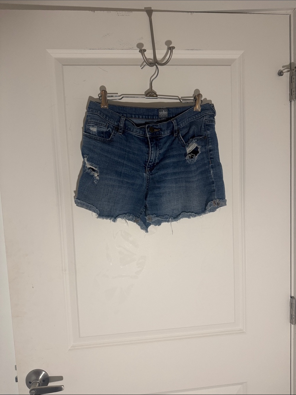 Soho Distressed Dark Blue Denim Cutoff Shorts